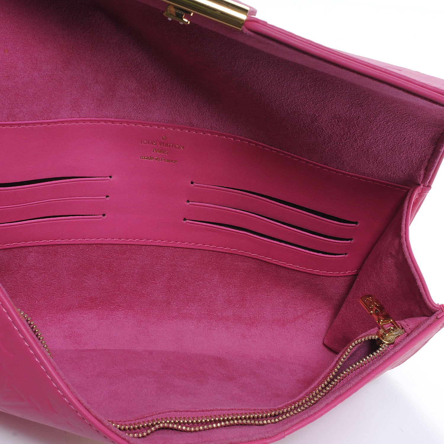 Louis Vuitton Calfskin Embossed Courtney Pochette Clutch Fuchsia 5 of 7