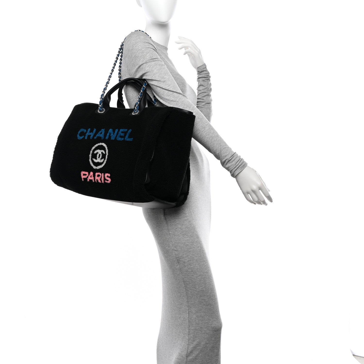 Chanel Shearling Large Deauville Tote Black 2 of 11