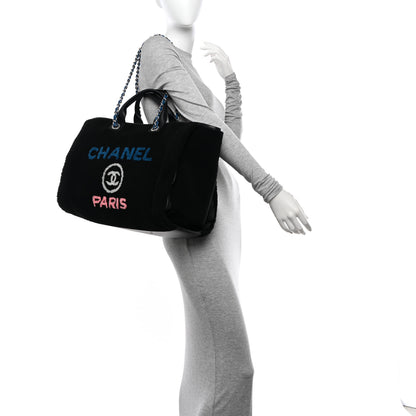 Chanel Shearling Large Deauville Tote Black 2 of 11