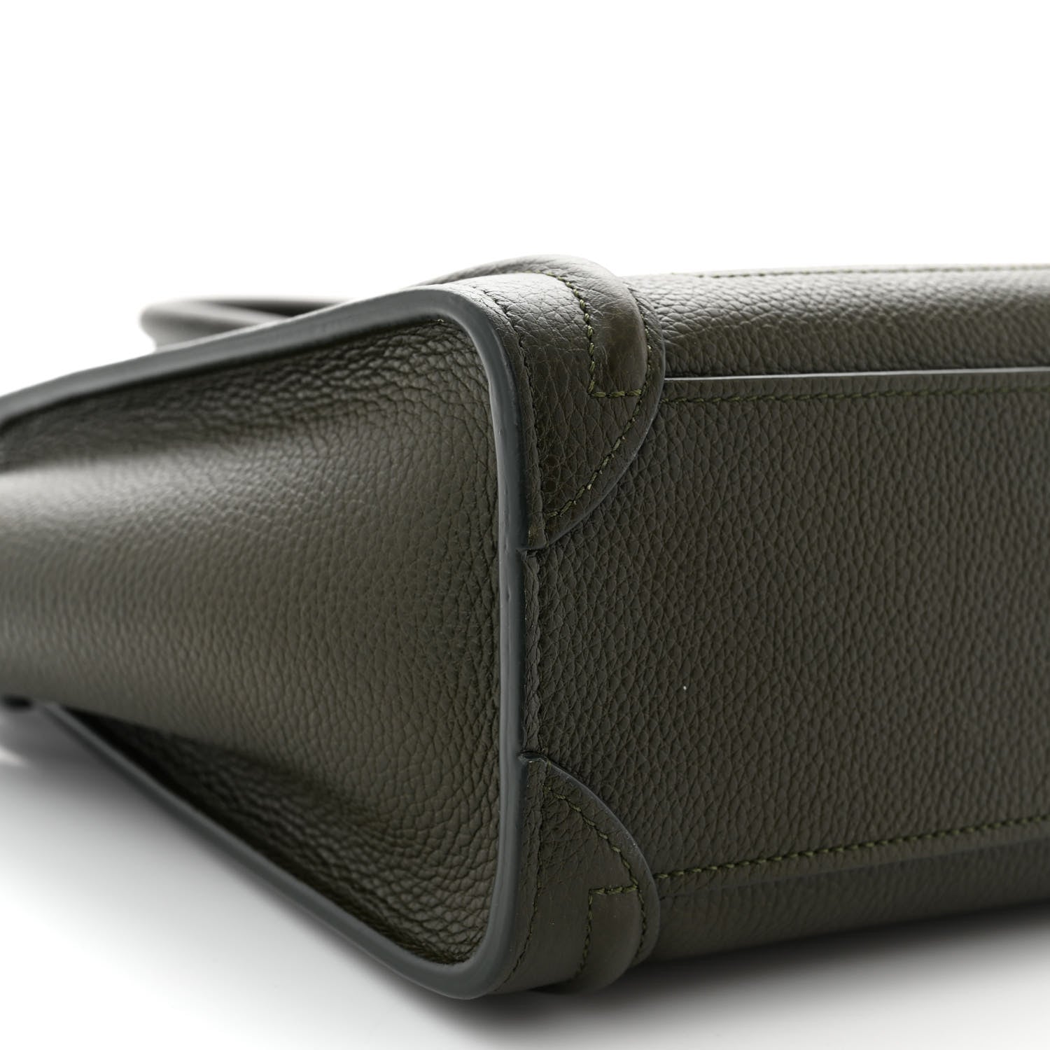 Celine Drummed Calfskin Nano Luggage Khaki 10 of 12