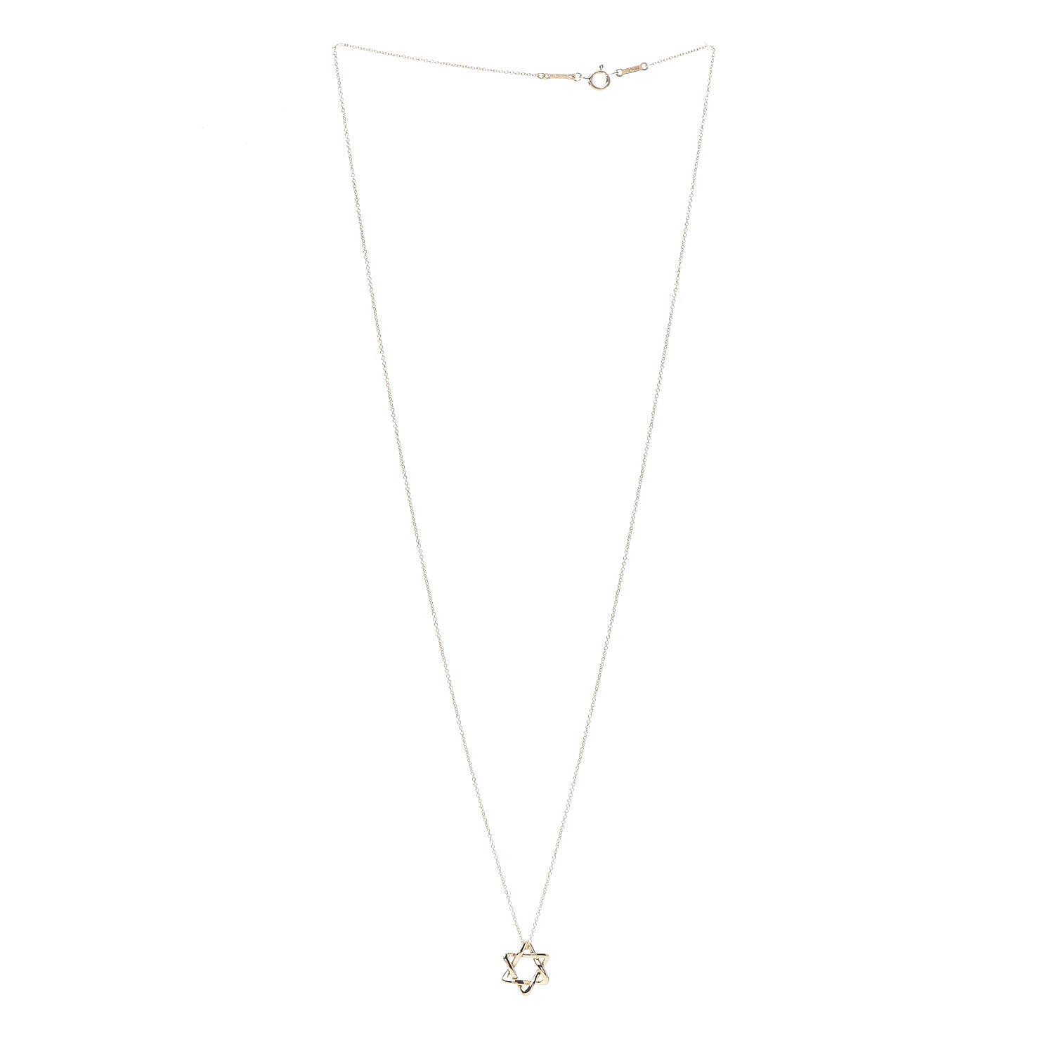 Tiffany 18K Yellow Gold 12mm Elsa Peretti Star of David Pendant Necklace 3 of 8