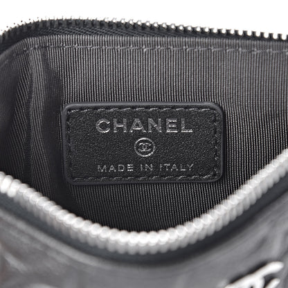 Chanel Goatskin Camellia Embossed Cosmetic Pouch Anthracite 6 of 8