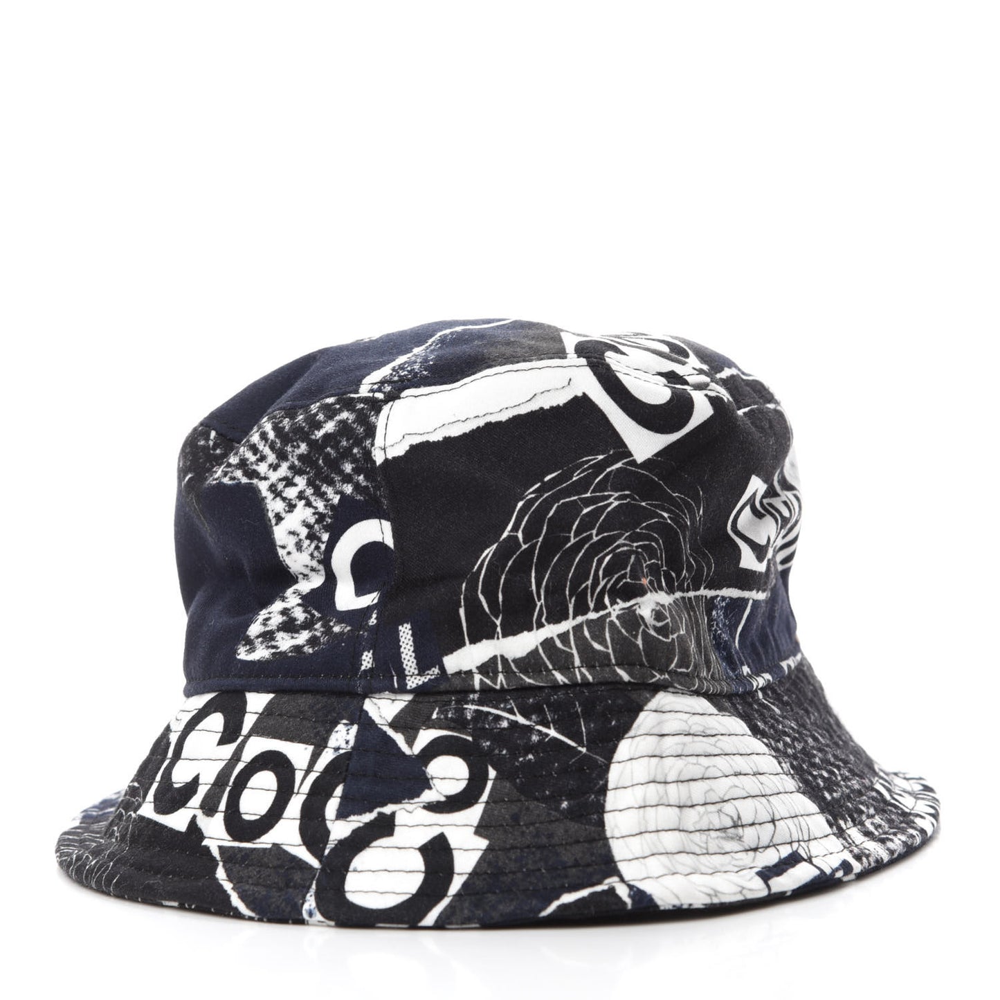 Cotton Coco Print Bucket Hat M Navy Black White