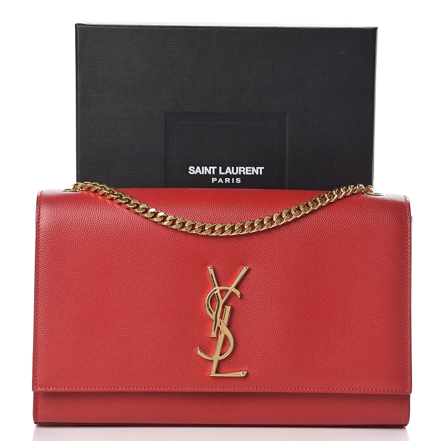 Saint Laurent Grain De Poudre Medium Monogram Kate Satchel Red 11 of 11