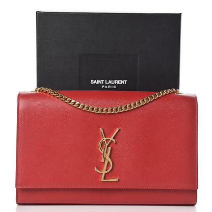 Saint Laurent Grain De Poudre Medium Monogram Kate Satchel Red 11 of 11