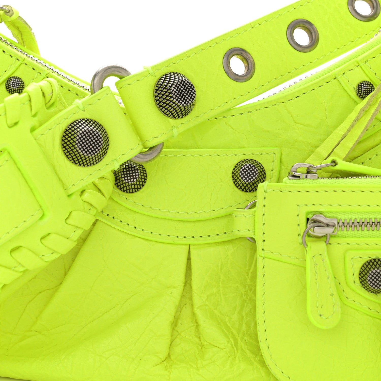 Balenciaga Agneau Arena Le Cagole Shoulder Bag XS Fluo Yellow 8 of 11
