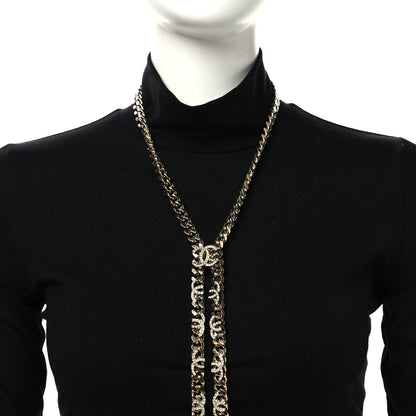 Chanel Metal Crystal Chain CC Long Necklace Gold 2 of 4