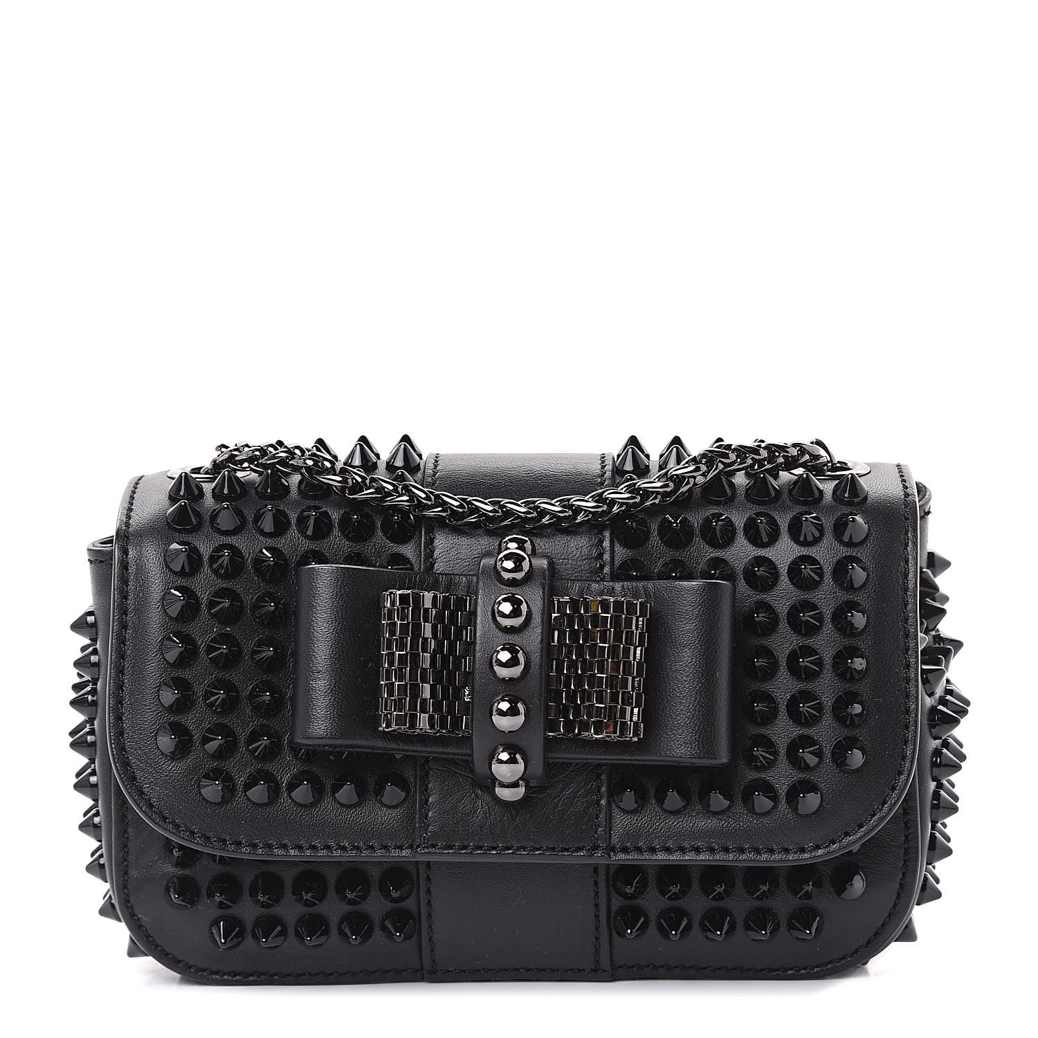 Christian Louboutin Calfskin Spikes Sweety Charity Crossbody Bag Black 1 of 11