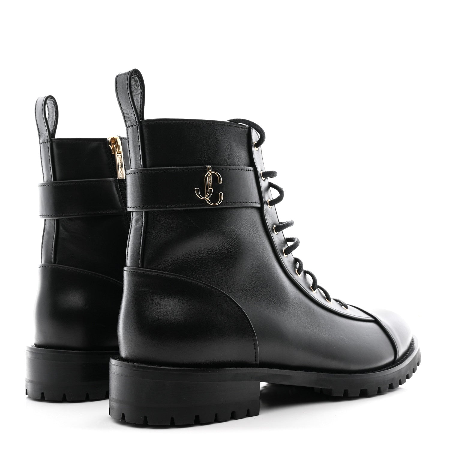 Jimmy Choo Shiny Calfskin Cayo Combat Boots 41 Black 5 of 8