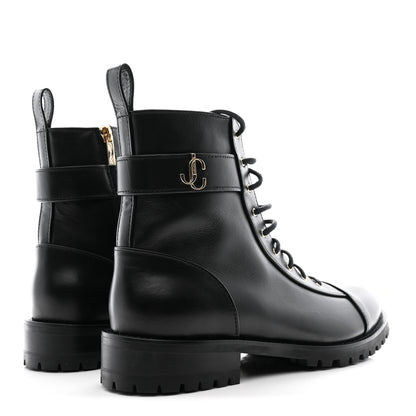 Jimmy Choo Shiny Calfskin Cayo Combat Boots 41 Black 5 of 8