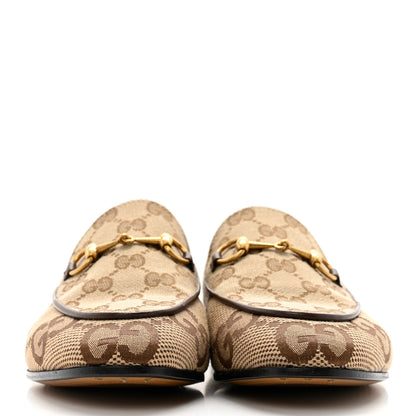 Gucci Monogram Jumbo GG Malaga Kid Horsebit Womens Jordaan Loafers 39.5 Camel Ebony New Acero Beige 2 of 11