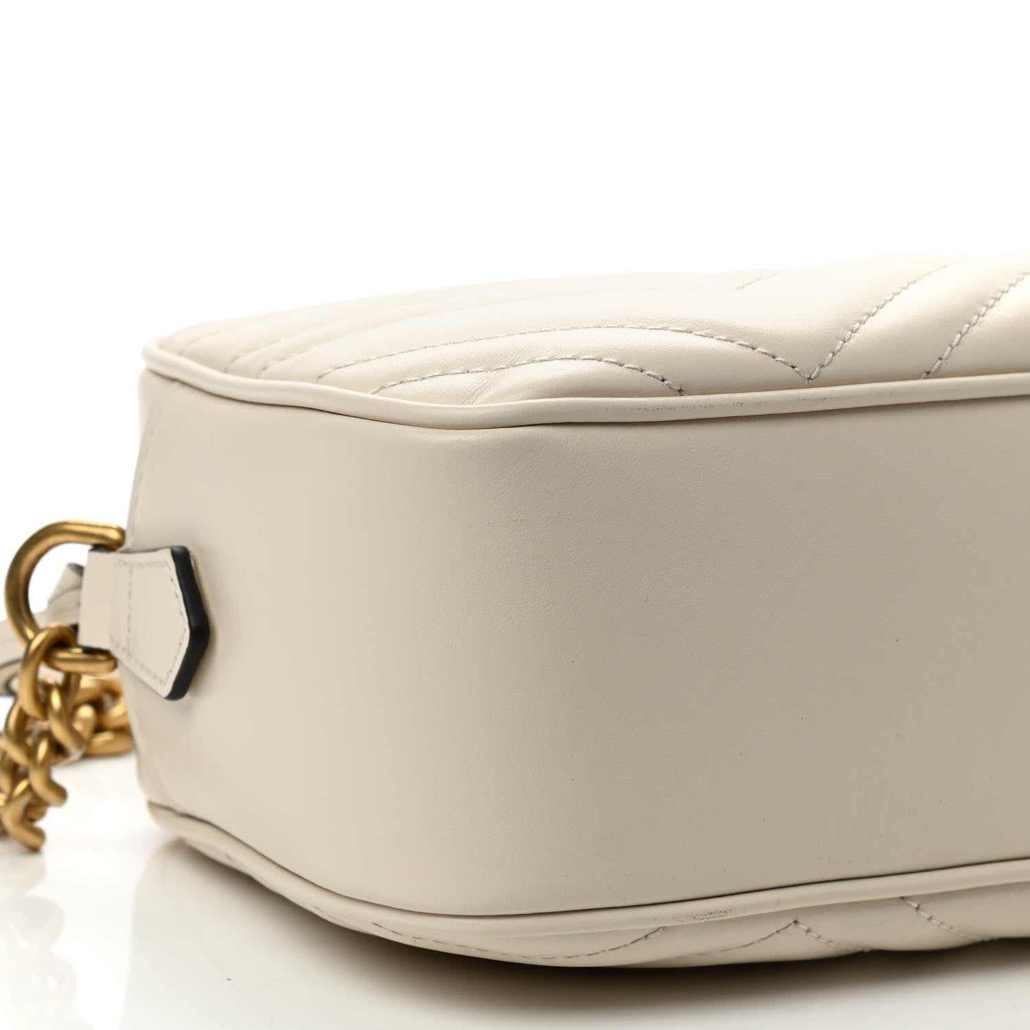 Gucci Calfskin Matelasse Small GG Marmont Chain Shoulder Bag White 9 of 10