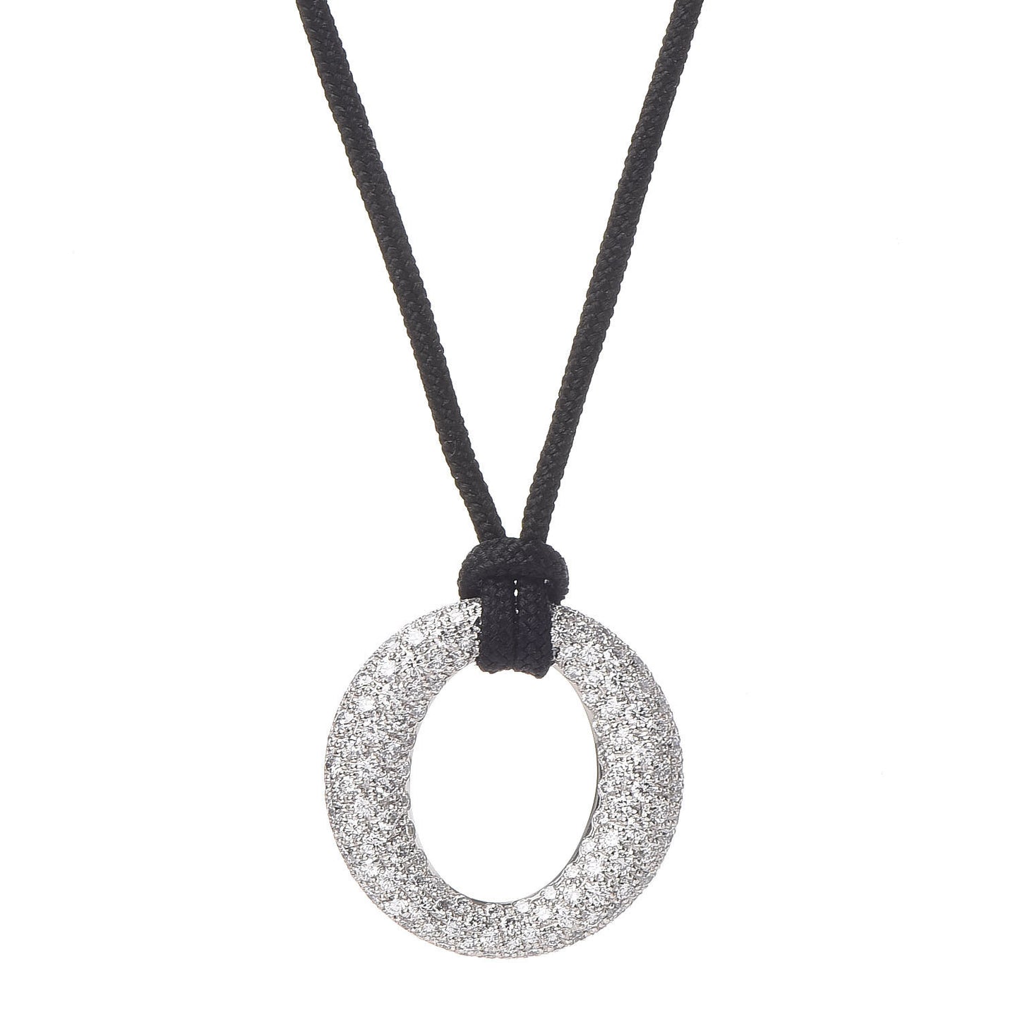 Platinum Silk Diamond Small Elsa Peretti Sevillana Pendant Necklace