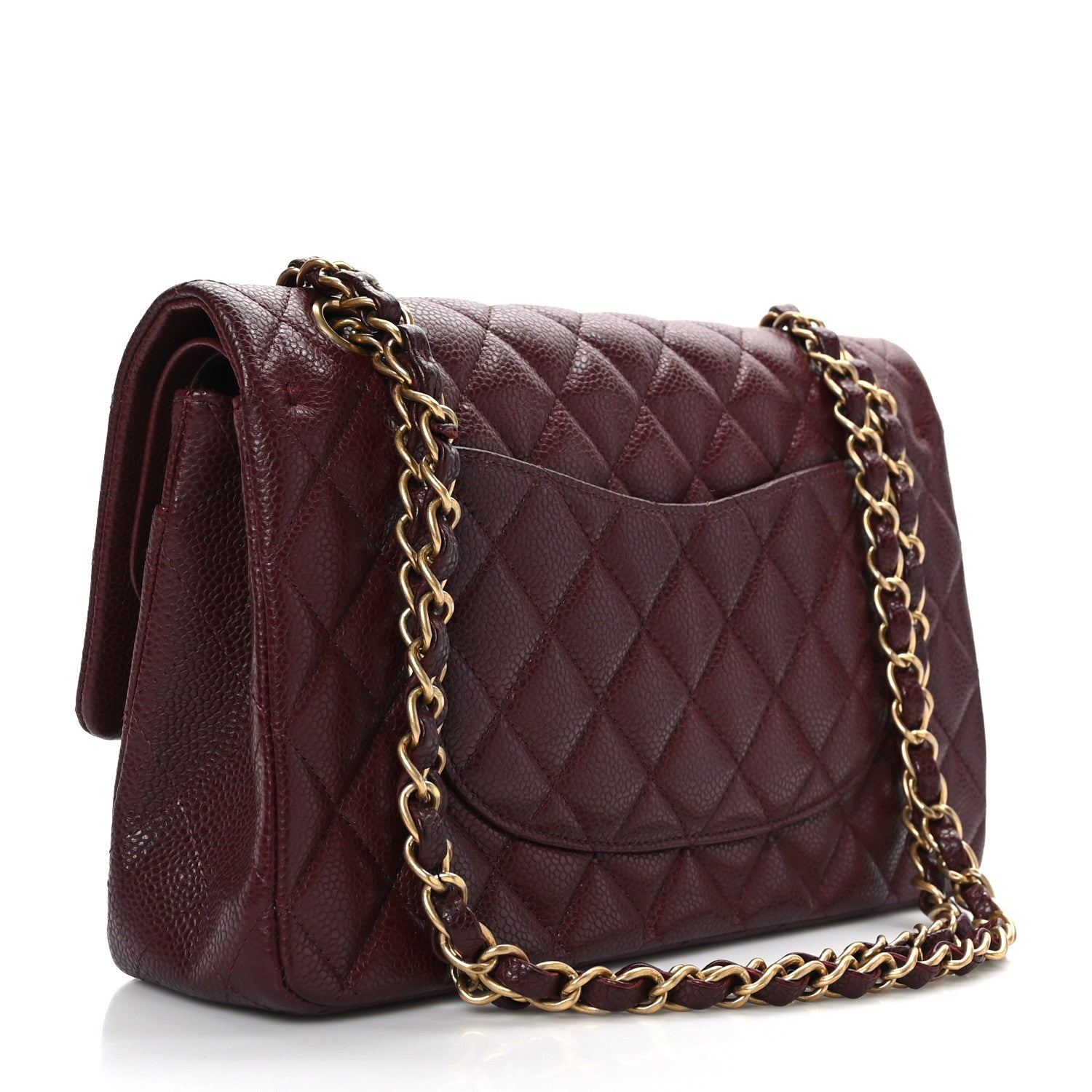 Chanel Caviar Quilted Medium Double Flap Dark Red 3 of 9
