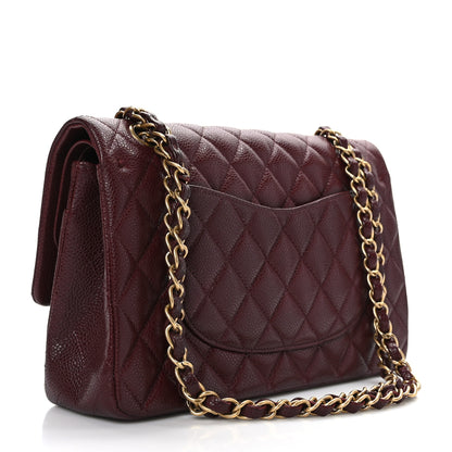 Chanel Caviar Quilted Medium Double Flap Dark Red 3 of 9