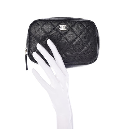 Chanel Caviar Quilted Small Curvy Pouch Cosmetic Case Black 2 of 7
