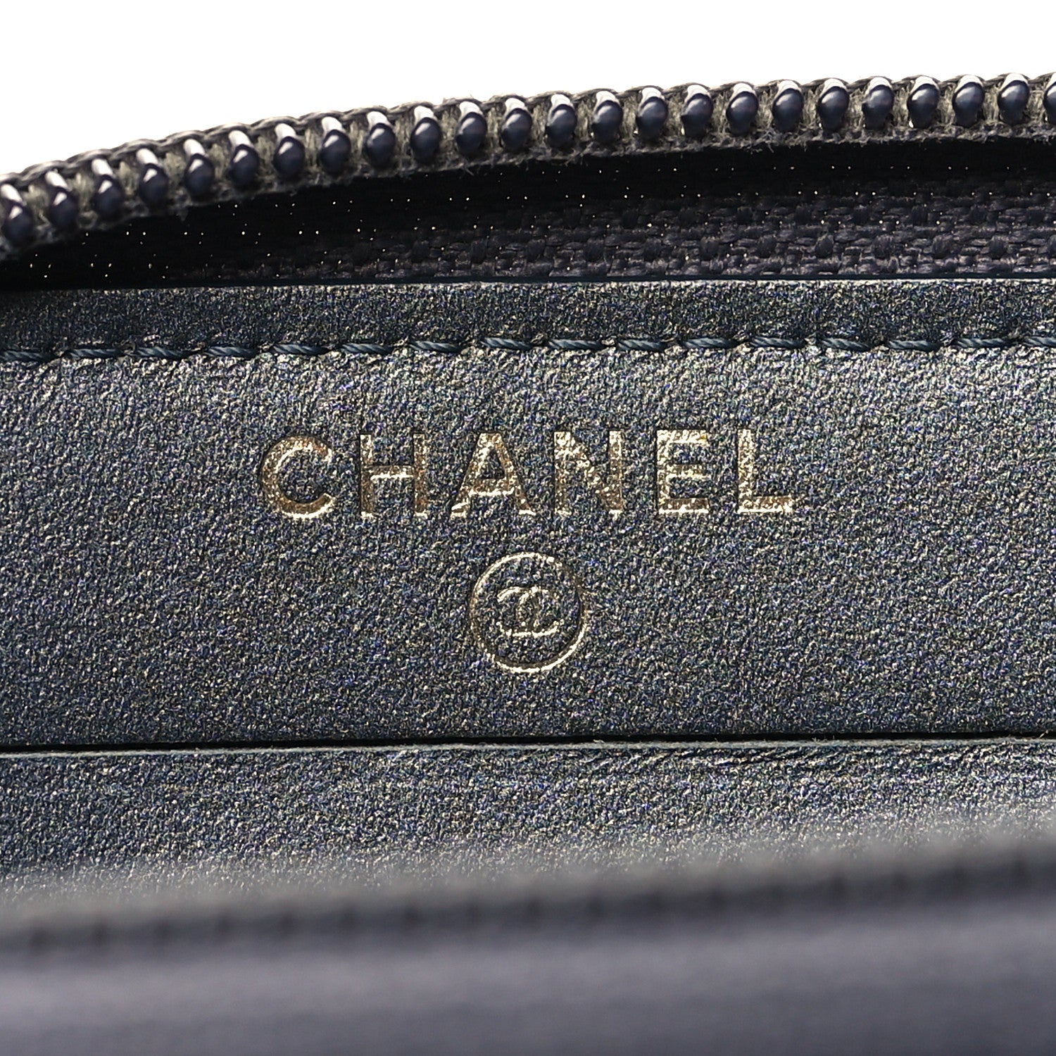 Chanel Metallic Calfskin Quilted Small Boy Zip Around Wallet Charcoal 6 of 11