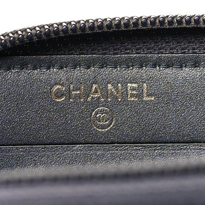 Chanel Metallic Calfskin Quilted Small Boy Zip Around Wallet Charcoal 6 of 11