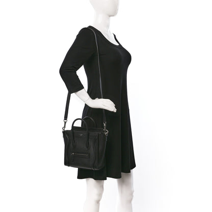 Celine Drummed Calfskin Nano Luggage Black 2 of 10