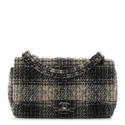 Chanel Tweed Quilted Medium Double Flap Beige White Black 1 of 12