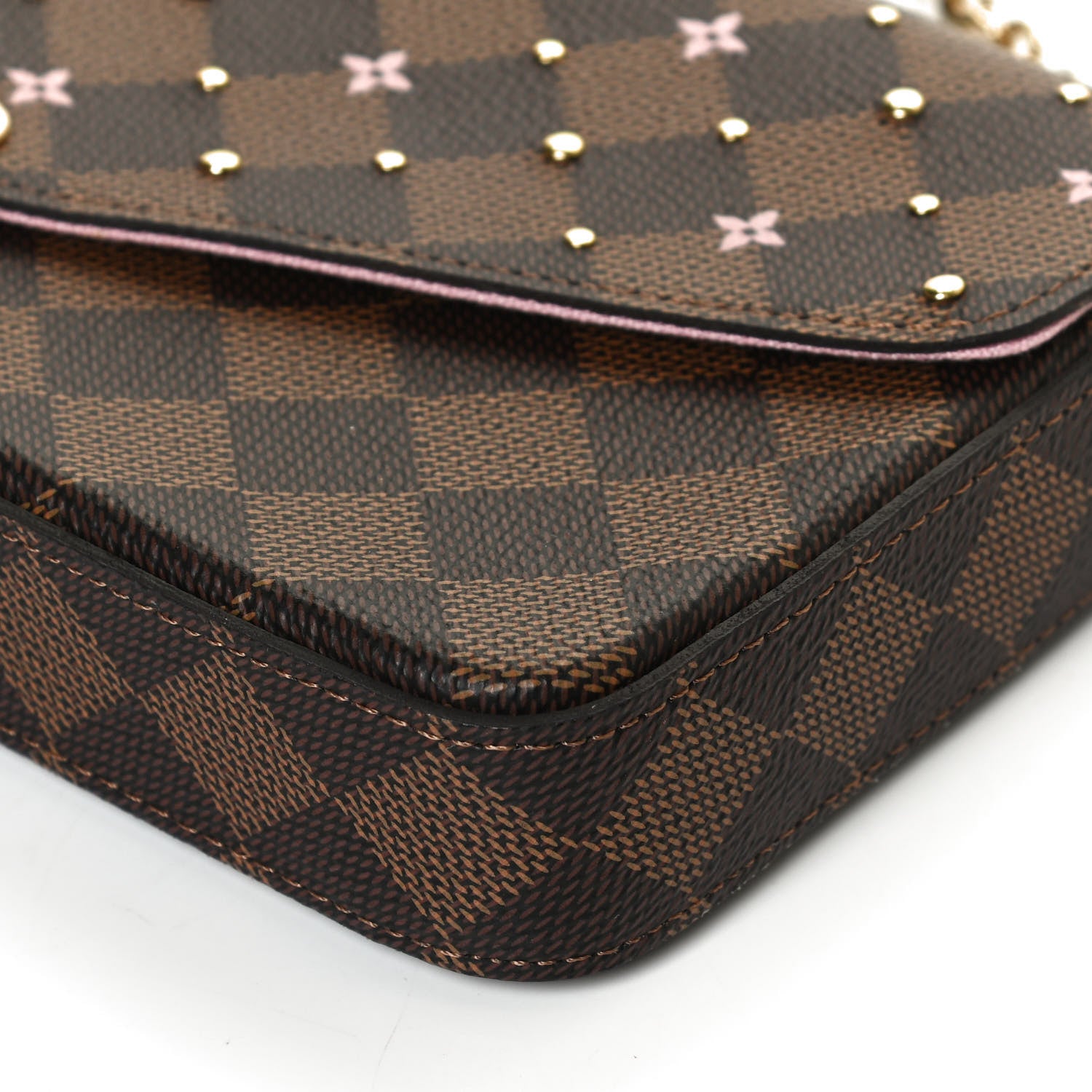 Louis Vuitton Damier Ebene Studded Pochette Felicie Chain Wallet 10 of 12