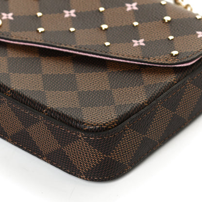 Louis Vuitton Damier Ebene Studded Pochette Felicie Chain Wallet 10 of 12