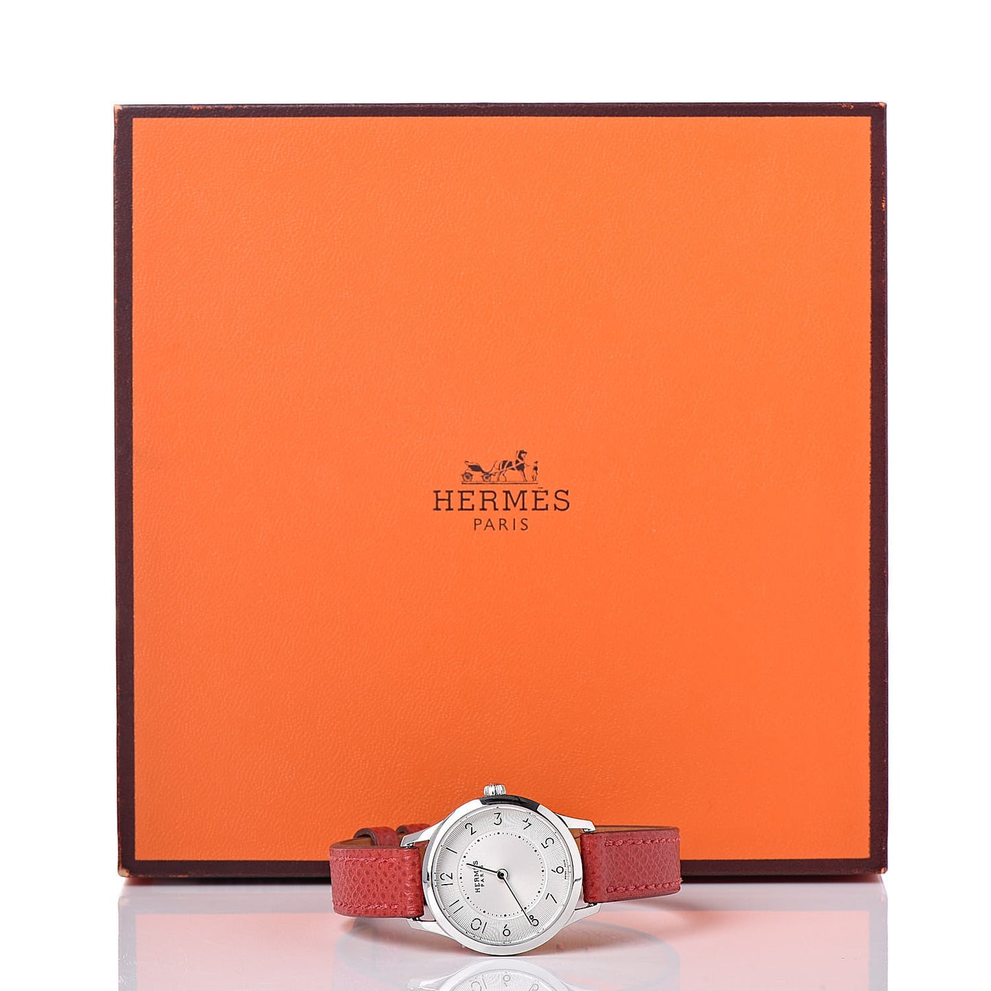 Stainless Steel Epsom 25mm Slim d'Quartz Watch Rouge Casaque