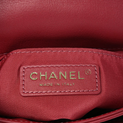 Chanel Metallic Calfskin Quilted Top Handle Flap Dark Pink 6 of 13