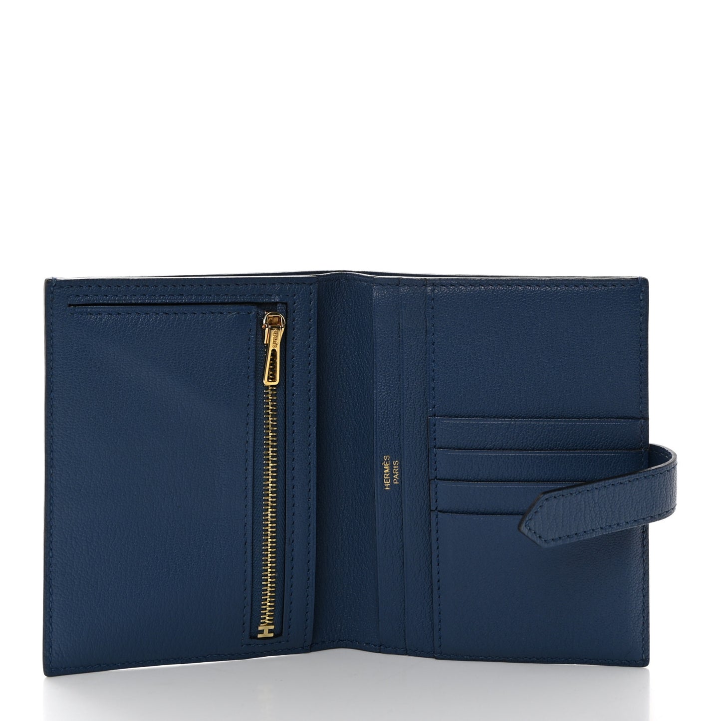 Chevre Mysore Bearn Compact Wallet Bleu Encre