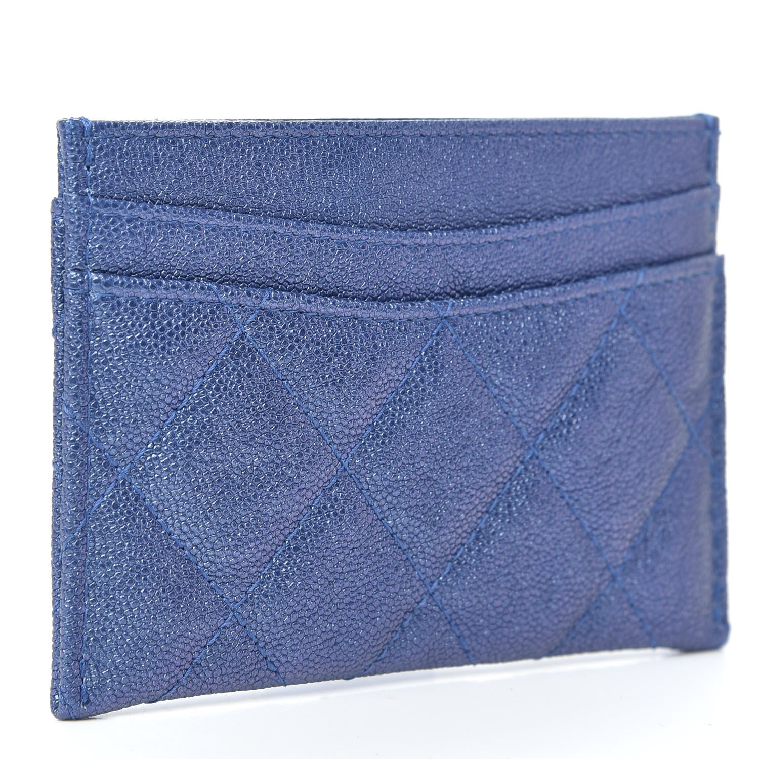 Chanel Iridescent Caviar Quilted Card Holder Dark Blue 3 of 9