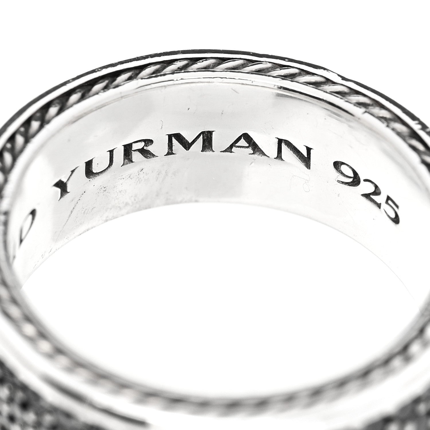 David Yurman Sterling Silver Black Diamond Streamline Three-Row Band Ring 61 9.75 5 of 5