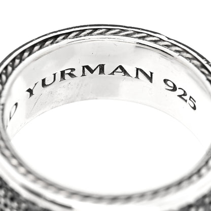 David Yurman Sterling Silver Black Diamond Streamline Three-Row Band Ring 61 9.75 5 of 5
