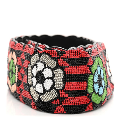 Fendi Beaded Vitello Dolce Embroidered Flower Strap You Black Multicolor 2 of 6