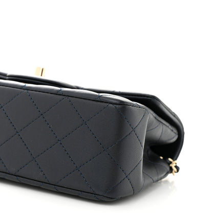 Chanel Lambskin Quilted Mini Top Handle Rectangular Flap Navy Blue 10 of 11