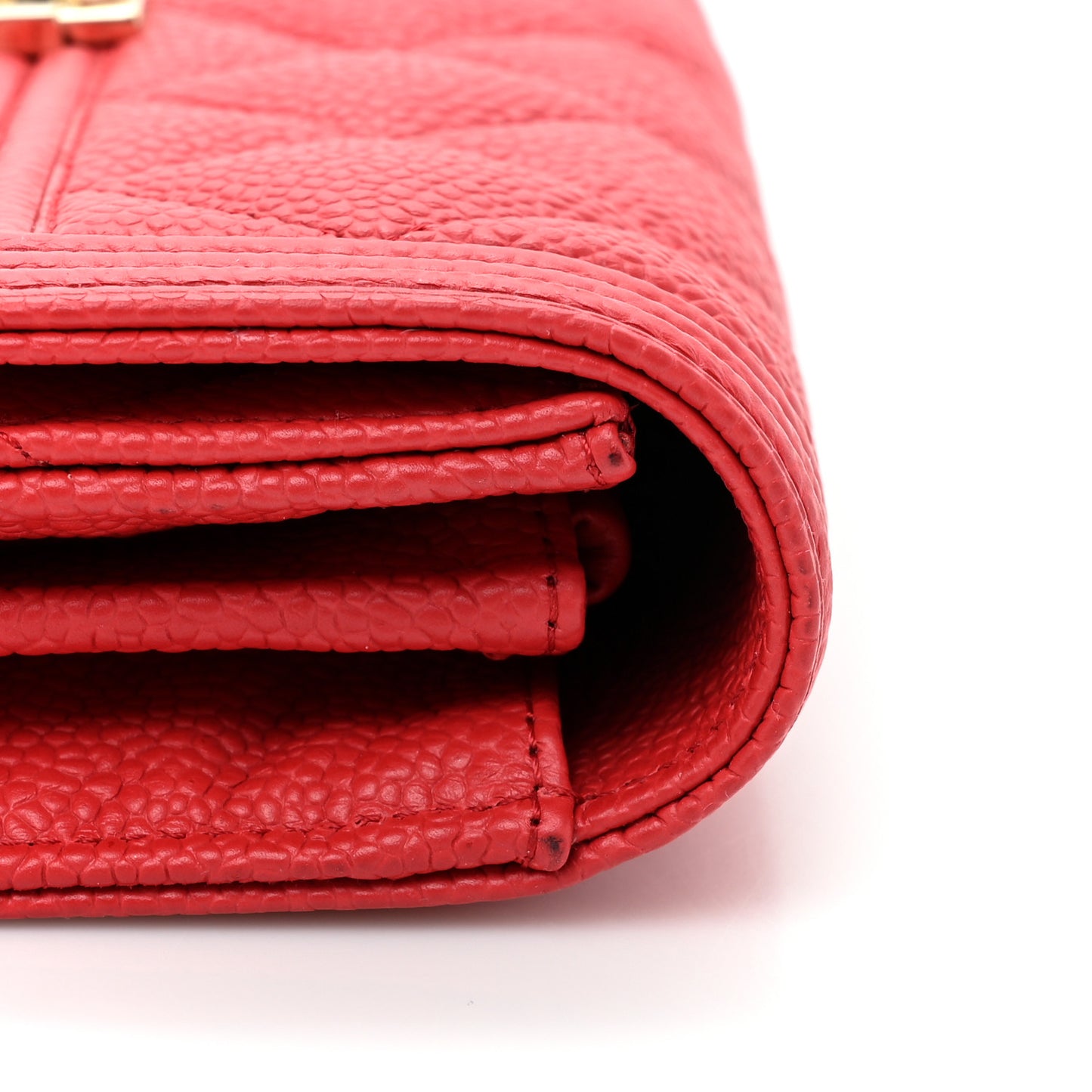 Caviar Quilted Large Boy Gusset Flap Wallet Red