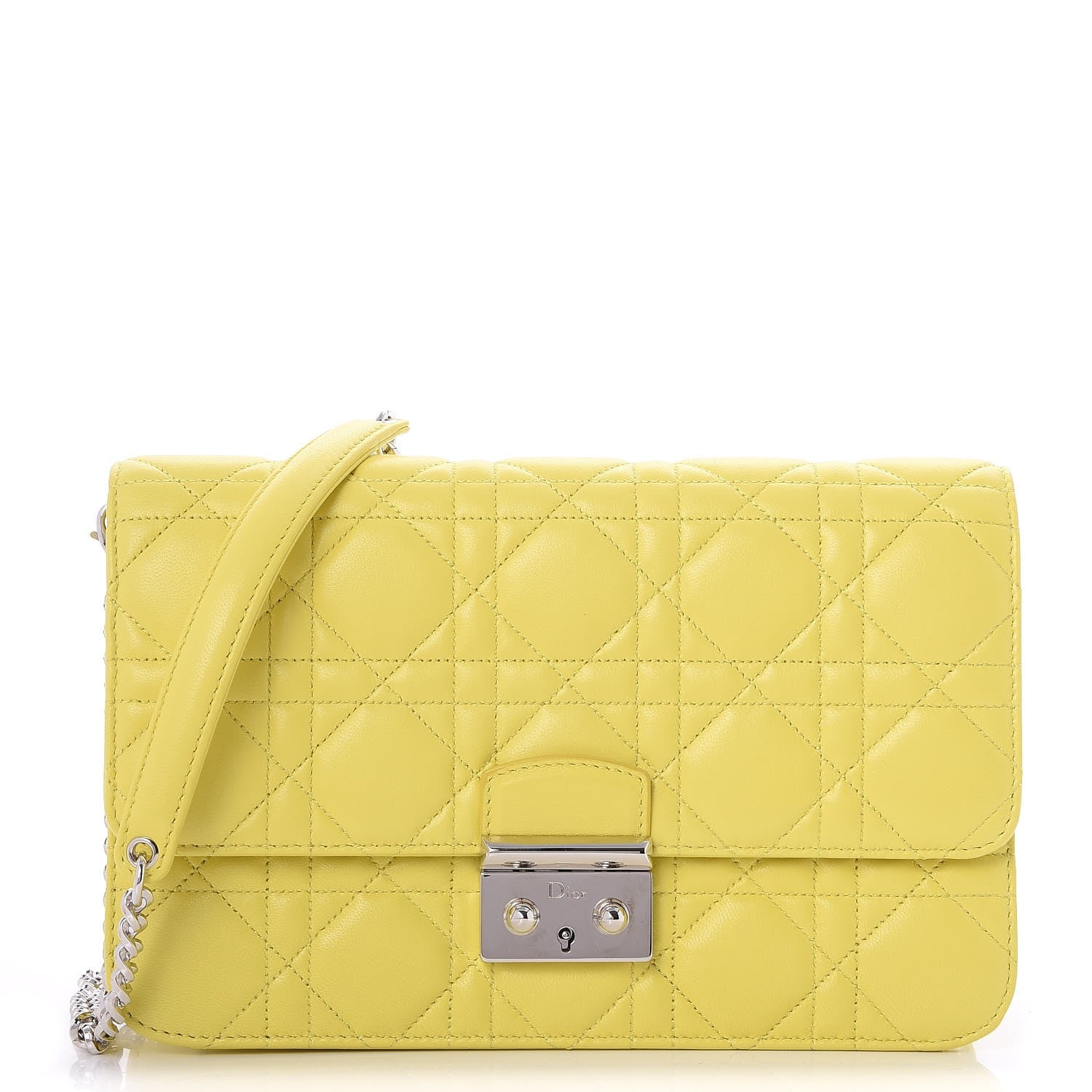 Christian Dior Lambskin Cannage Miss Dior Promenade Pouch Citron 1 of 7