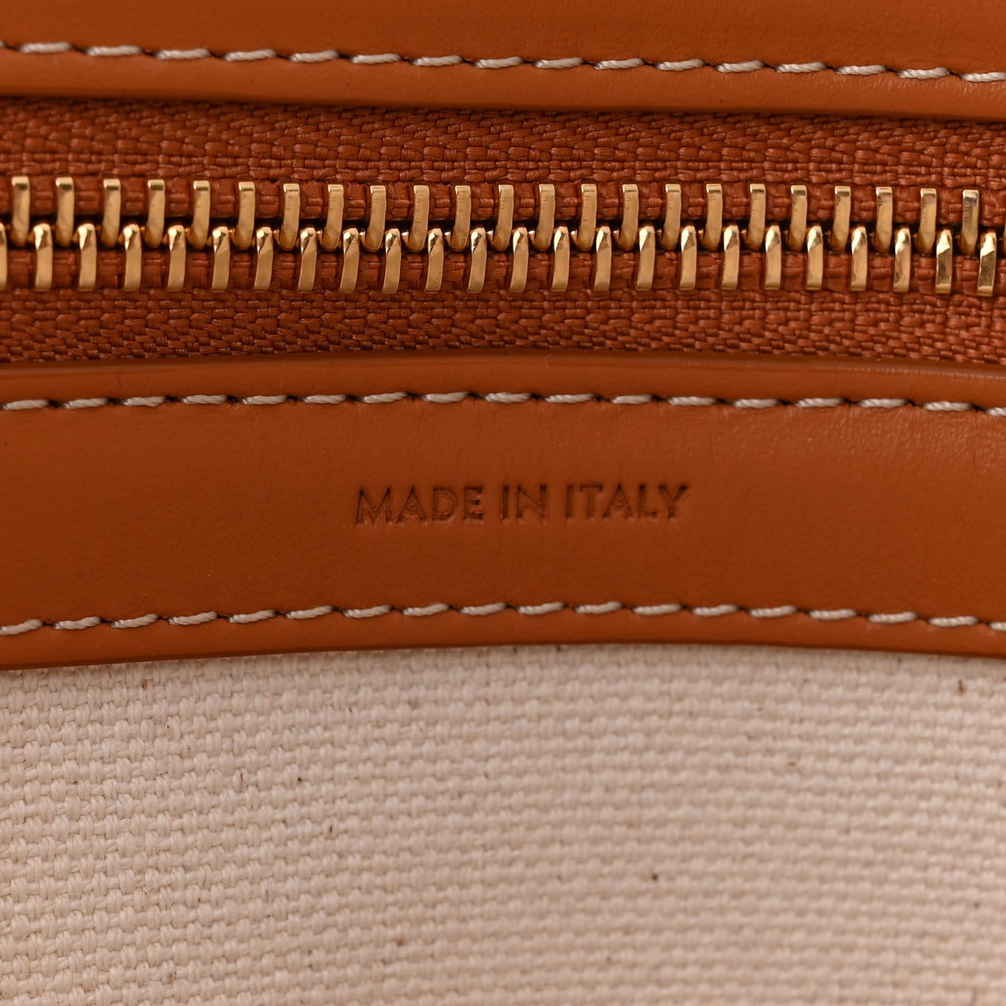 Canvas Calfskin Logo Print Small Horizontal Cabas Natural Tan