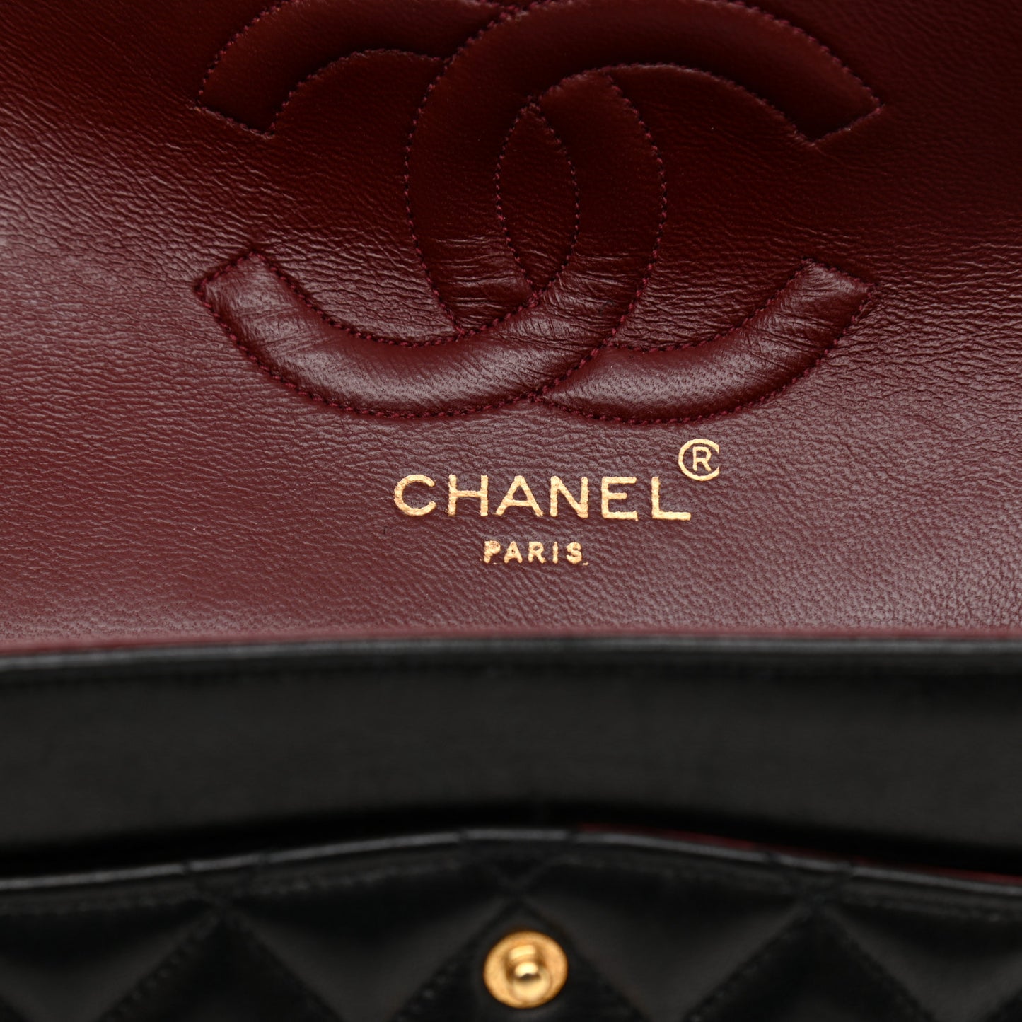 Lambskin Quilted Medium Double Flap Black