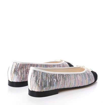 Chanel Sequin Grosgrain Cap Toe Ballerina Flats 40.5 Black Multicolor 4 of 10