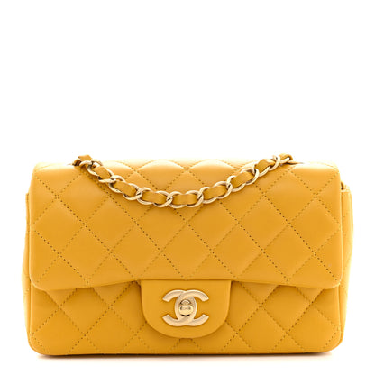 Chanel Lambskin Quilted Mini Rectangular Flap Yellow 1 of 12