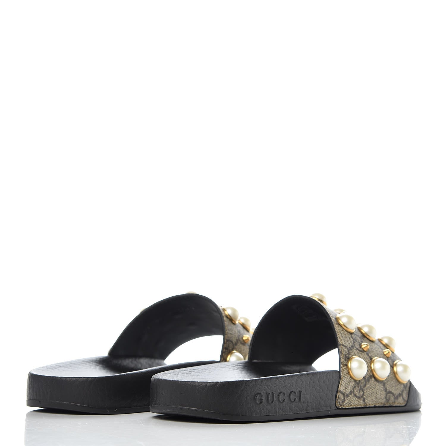 Gucci GG Supreme Monogram Pearls Slide Sandals 36 Beige 4 of 8