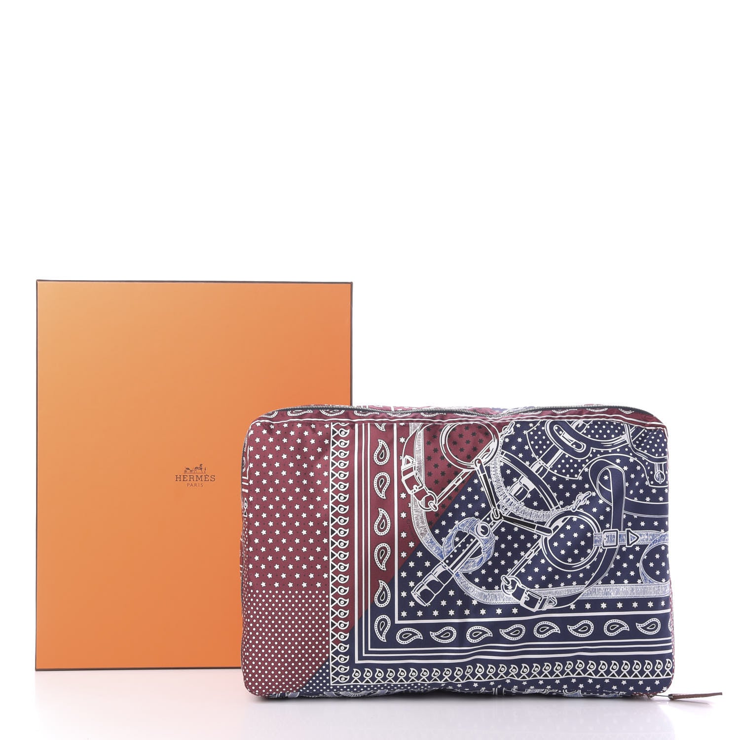 Hermes Silk Travelsilk Travel Cube Bordeaux Bleu Marine 17 of 20