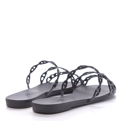 Hermes Rubber Chaine d'Ancre Rivage Sandals 38 Black 4 of 10