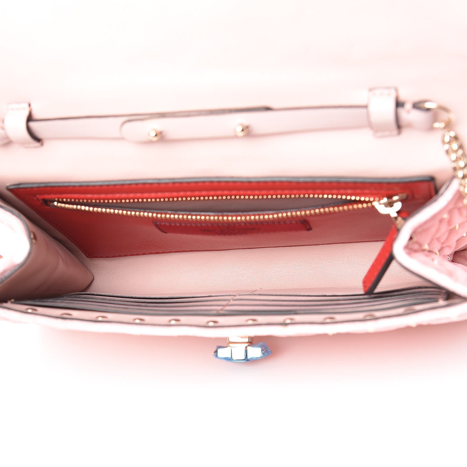 Valentino Garavani Velvet Rockstud Spike Wallet on Chain Water Rose 7 of 11