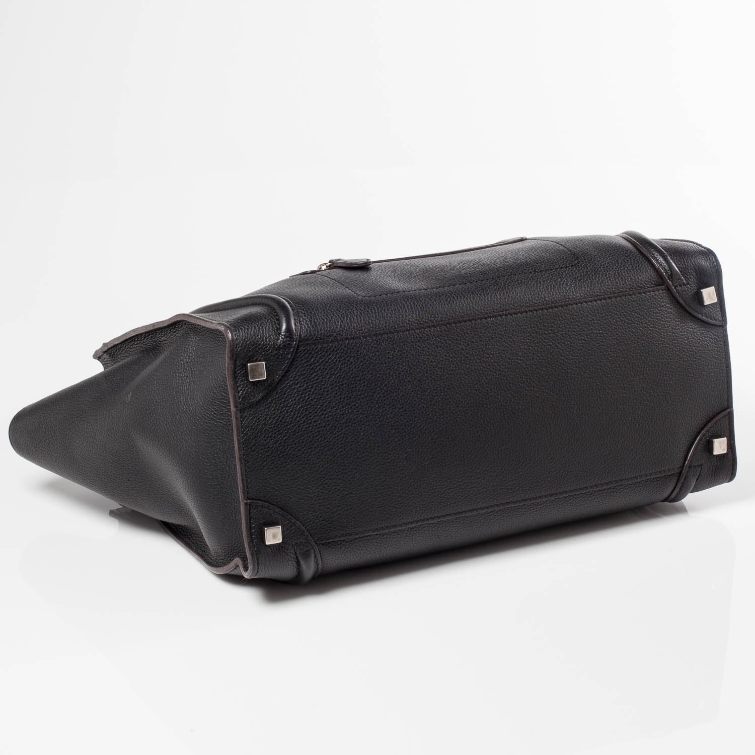 Celine Drummed Leather Shoulder Luggage Black 5 of 10