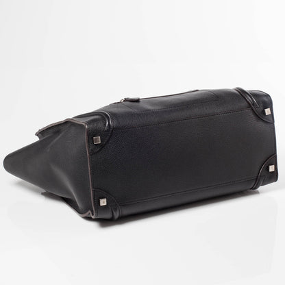 Celine Drummed Leather Shoulder Luggage Black 5 of 10