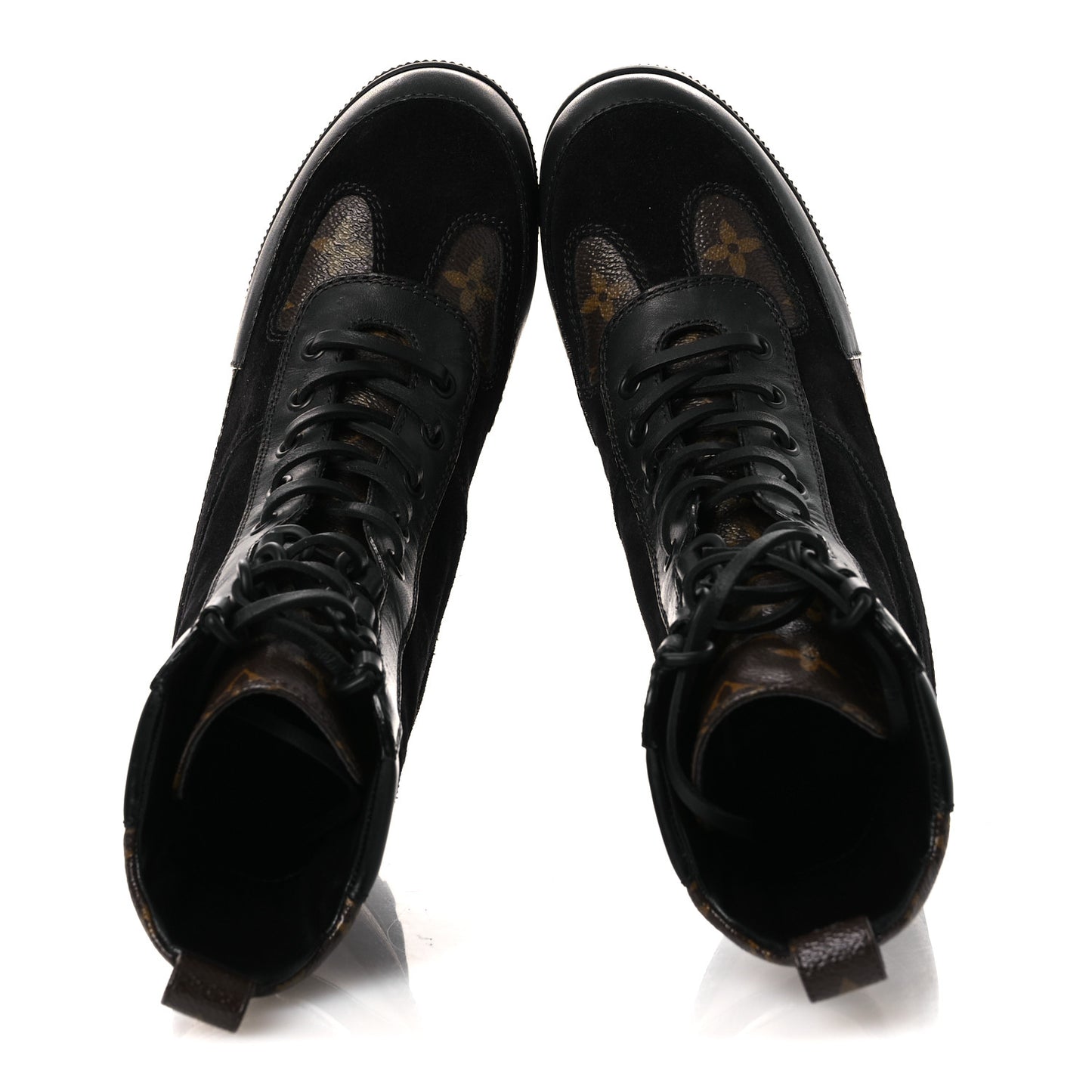 Suede Calfskin Monogram Laureate Platform Desert Boots 36 Black