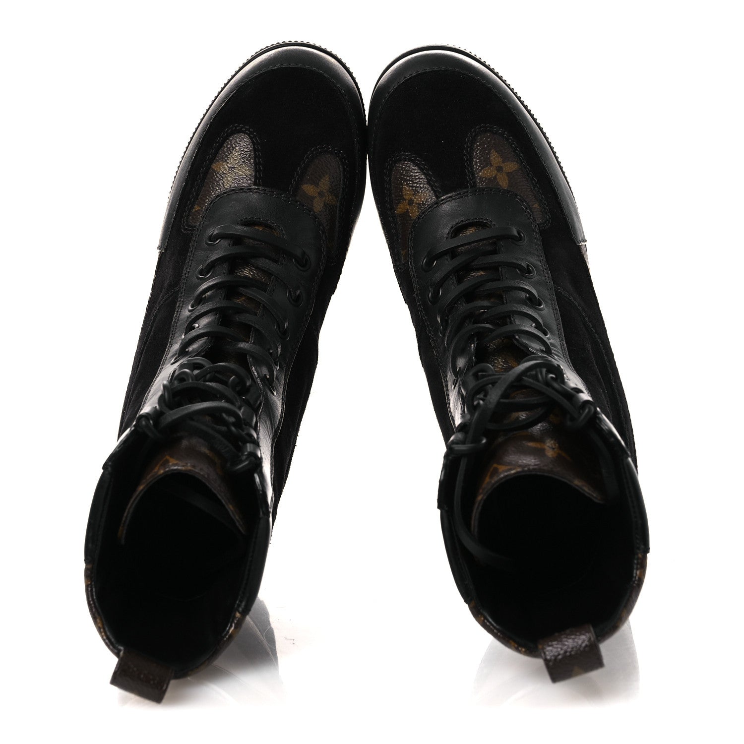 Louis Vuitton Suede Calfskin Monogram Laureate Platform Desert Boots 36 Black 2 of 13