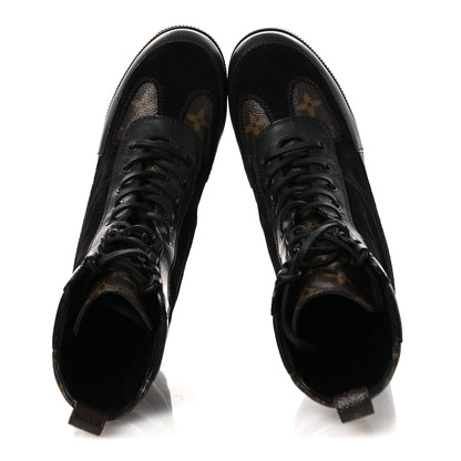 Louis Vuitton Suede Calfskin Monogram Laureate Platform Desert Boots 36 Black 2 of 13