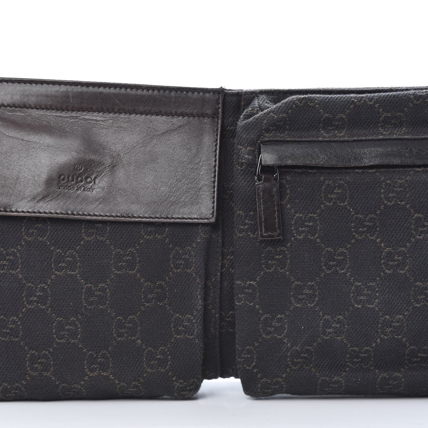 GG Monogram Double Pocket Belt Bag Black